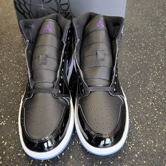 Nike Jordan 1 Mid Space Jam Black Sneakers DV1337-004 GS Size 6Y/Women's 7.5 - Picture 3 of 8